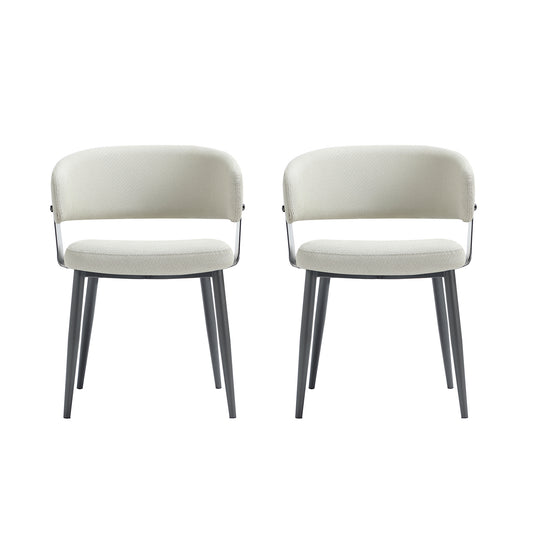 Luce Modern Metal Textured Vegan Leather Dining Chair in Oatmeal - Set of 2 2-DC097-OT