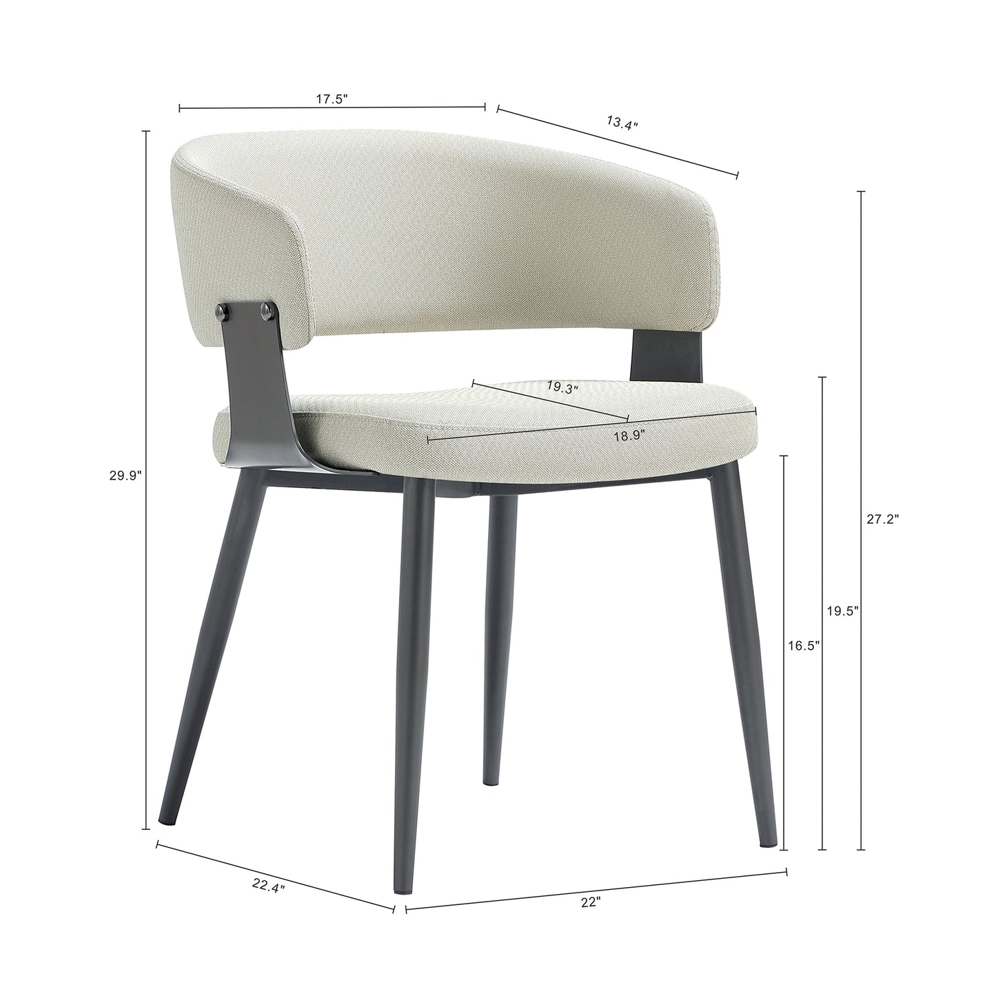 Luce Modern Metal Textured Vegan Leather Dining Chair in Oatmeal - Set of 2 2-DC097-OT