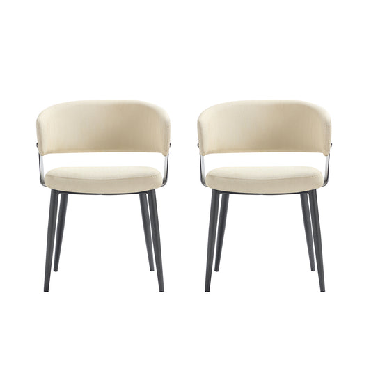 Luce Modern Metal Textured Vegan Leather Dining Chair in Sand - Set of 2 2-DC097-SD