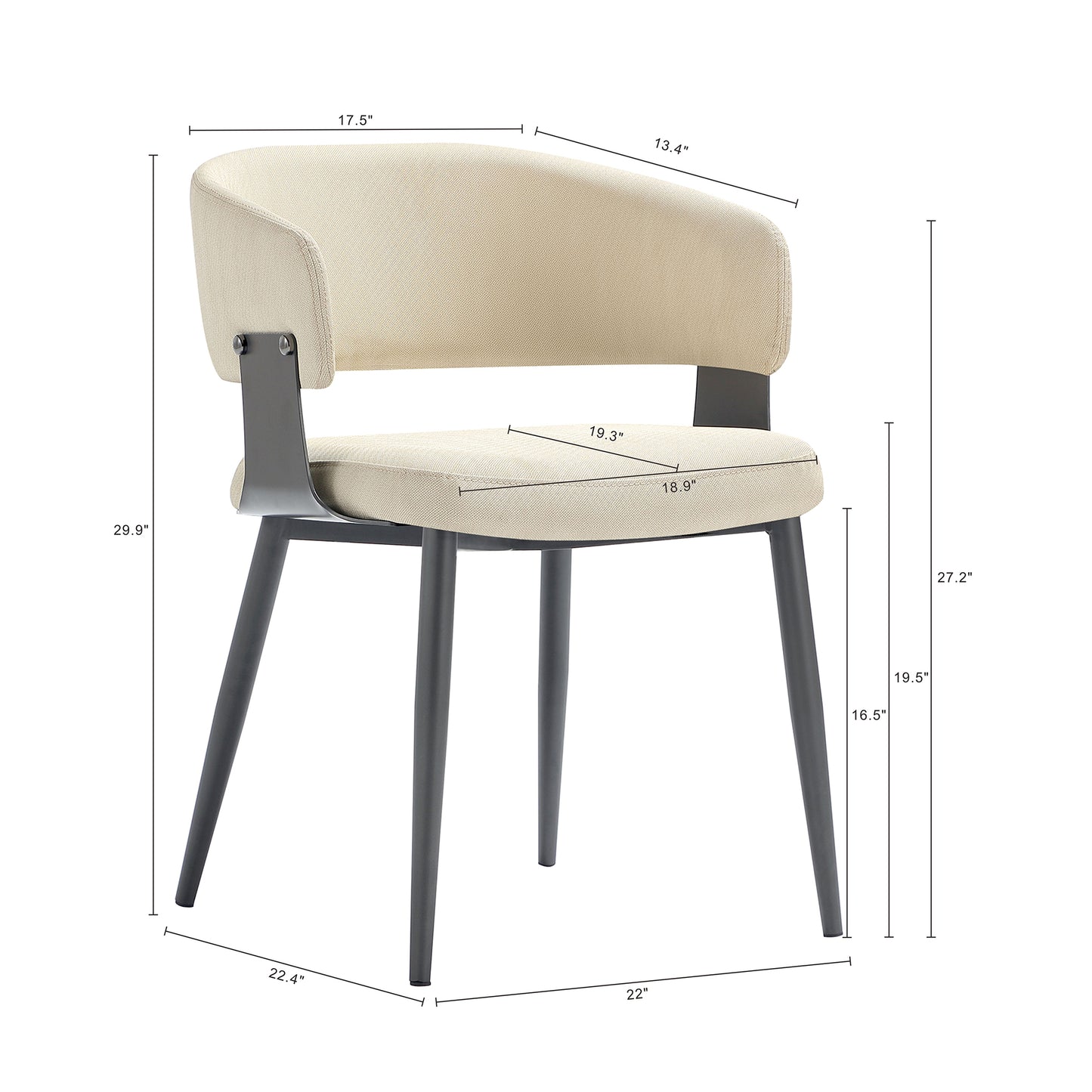 Luce Modern Metal Textured Vegan Leather Dining Chair in Sand - Set of 2 2-DC097-SD