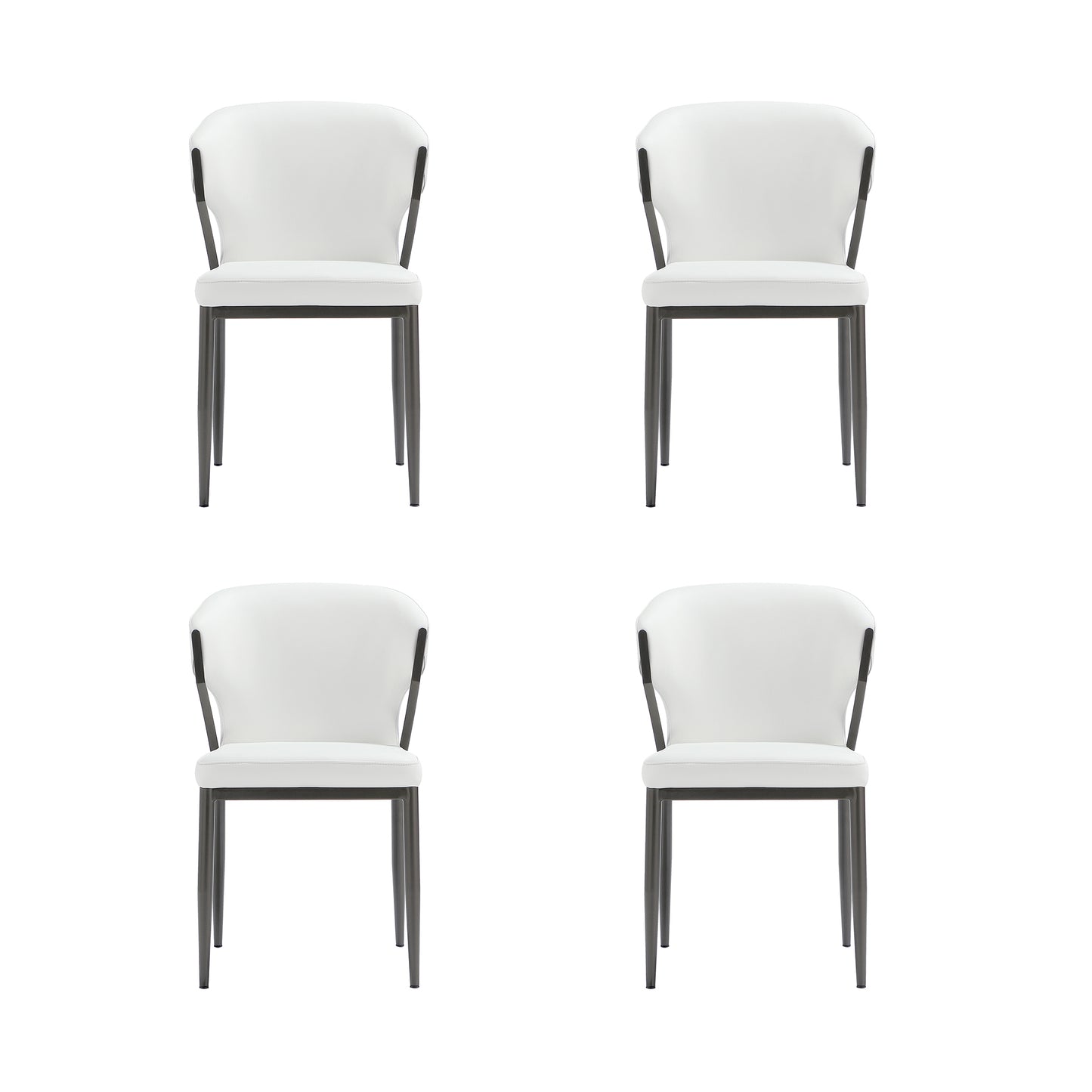 Kirsten Modern Metal Vegan Leather Dining Chair in White - Set of 4 2-DC098-WH