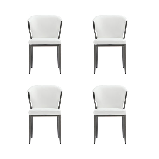 Kirsten Modern Metal Vegan Leather Dining Chair in White - Set of 4 2-DC098-WH