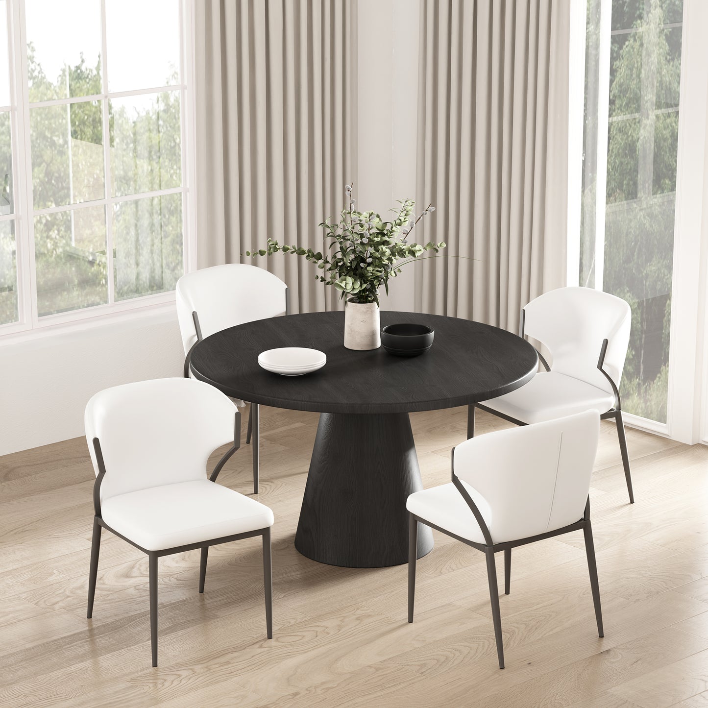 Kirsten Modern Metal Vegan Leather Dining Chair in White - Set of 4 2-DC098-WH