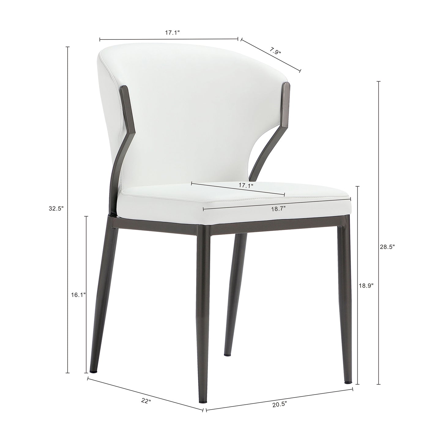 Kirsten Modern Metal Vegan Leather Dining Chair in White - Set of 4 2-DC098-WH