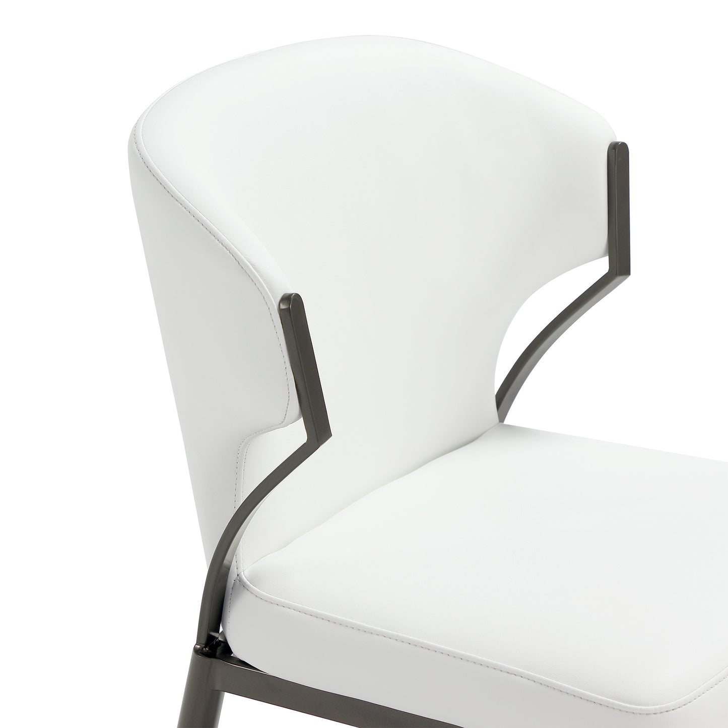 Kirsten Modern Metal Vegan Leather Dining Chair in White - Set of 4 2-DC098-WH