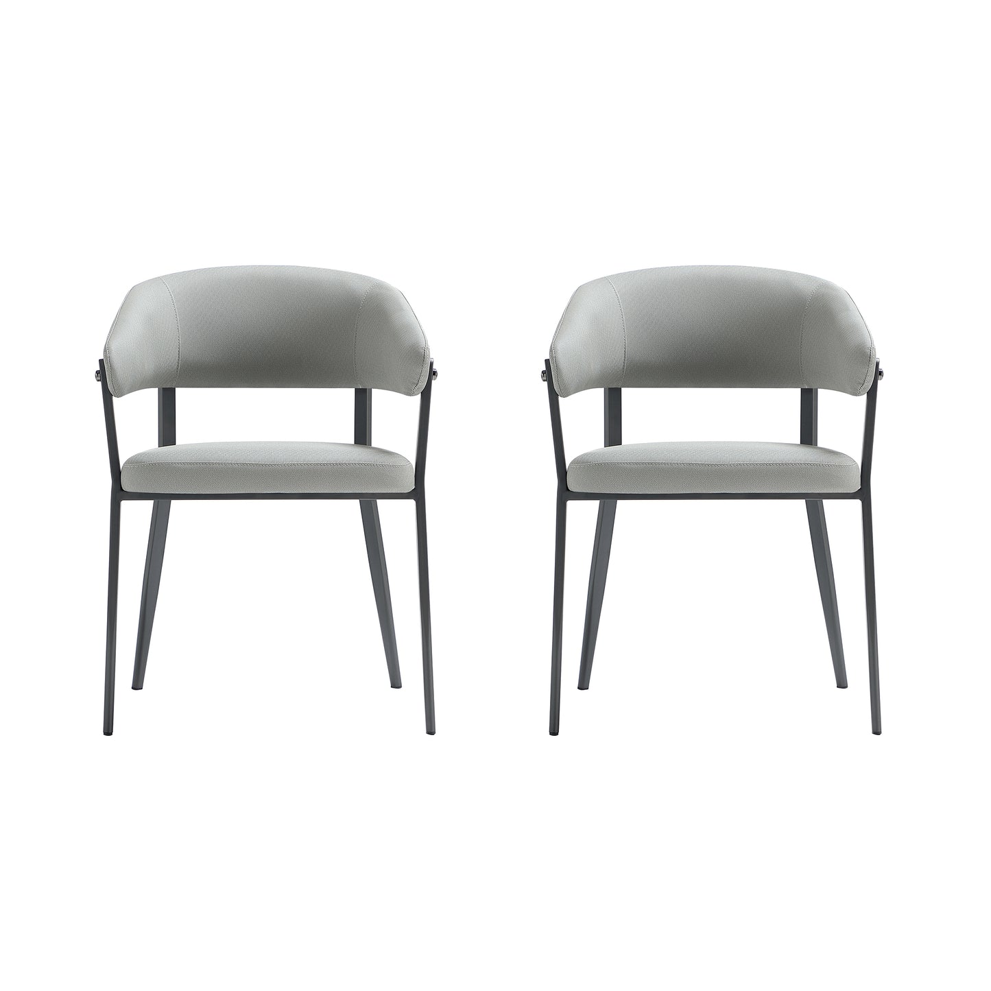 Belle Modern Metal Upholstered Dining Chair in Stone Gray - Set of 2 2-DC099-GY