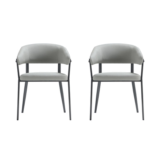 Belle Modern Metal Upholstered Dining Chair in Stone Gray - Set of 2 2-DC099-GY