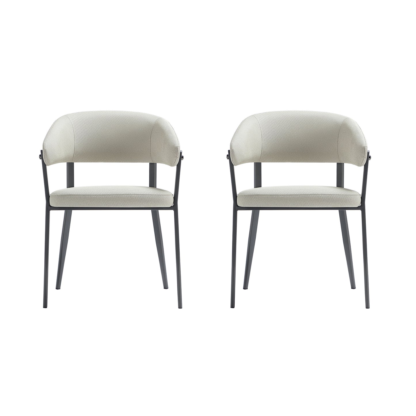 Belle Modern Metal Upholstered Dining Chair in Oatmeal - Set of 2 2-DC099-OT