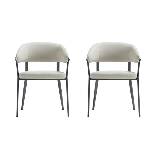 Belle Modern Metal Upholstered Dining Chair in Oatmeal - Set of 2 2-DC099-OT