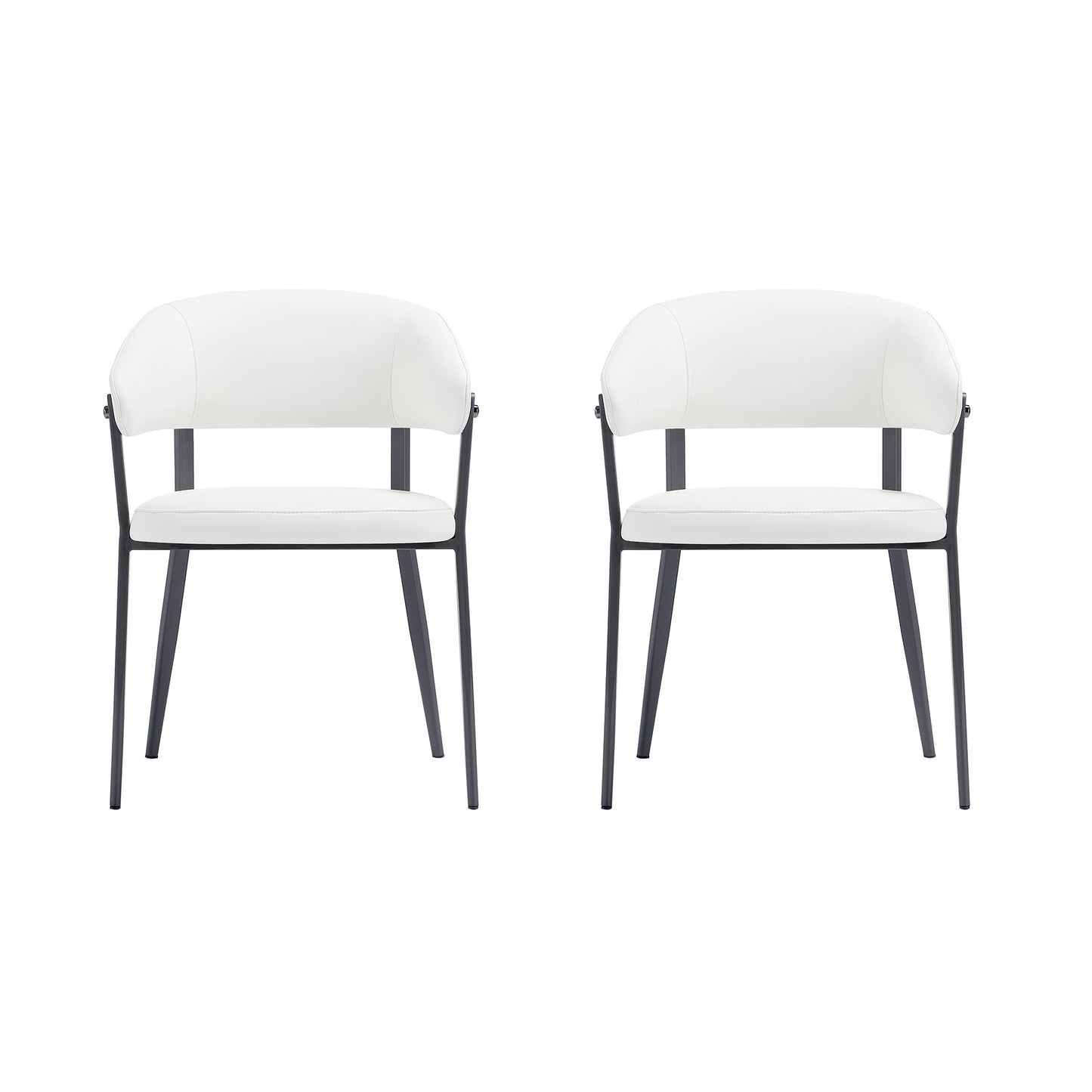 Belle Modern Metal Upholstered Dining Chair in White - Set of 2 2-DC099-WH