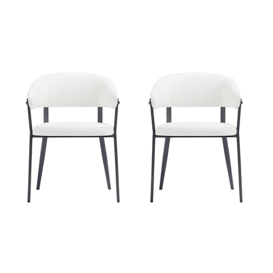 Belle Modern Metal Upholstered Dining Chair in White - Set of 2 2-DC099-WH