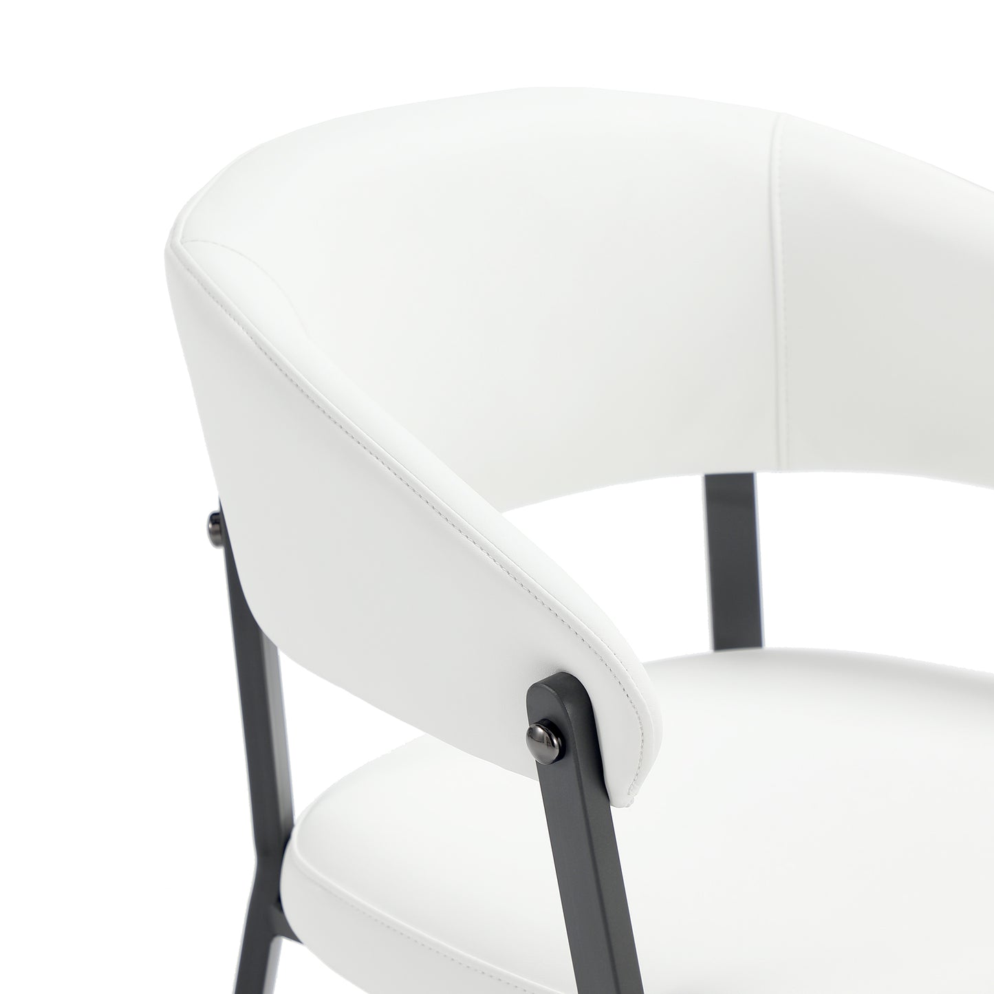 Belle Modern Metal Upholstered Dining Chair in White - Set of 2 2-DC099-WH