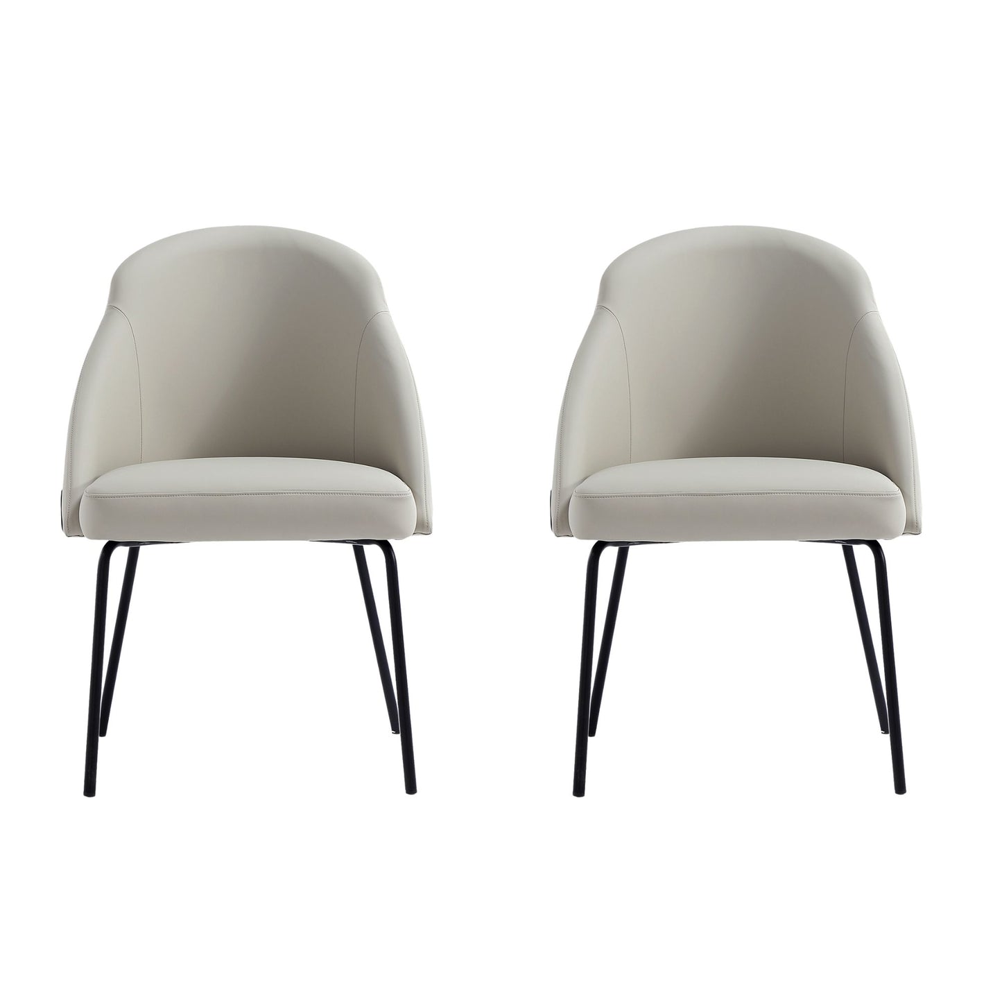 Gracie Modern Metal Vegan Leather Dining Chair in Stone Gray and Black - Set of 2 2-DC100-BST