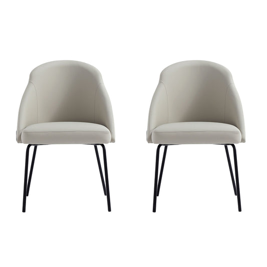 Gracie Modern Metal Vegan Leather Dining Chair in Stone Gray and Black - Set of 2 2-DC100-BST