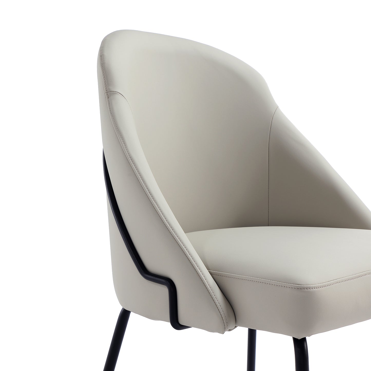 Gracie Modern Metal Vegan Leather Dining Chair in Stone Gray and Black - Set of 2 2-DC100-BST