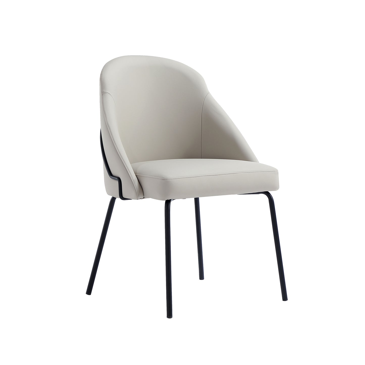 Gracie Modern Metal Vegan Leather Dining Chair in Stone Gray and Black - Set of 2 2-DC100-BST
