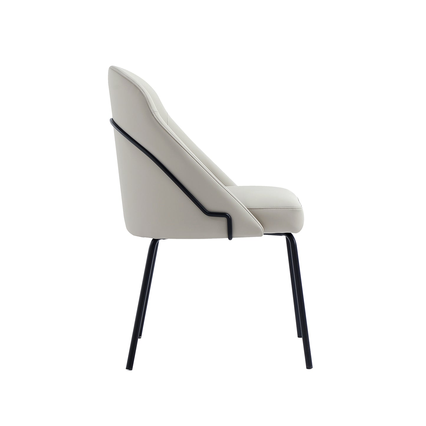 Gracie Modern Metal Vegan Leather Dining Chair in Stone Gray and Black - Set of 2 2-DC100-BST