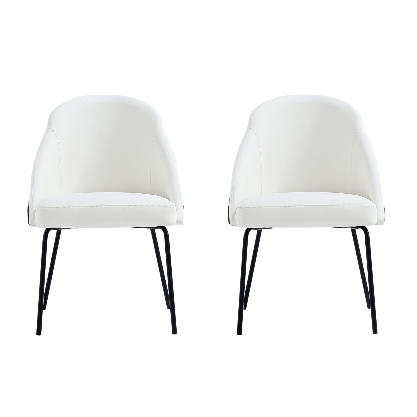 Gracie Modern Metal Vegan Leather Dining Chair in White and Black - Set of 2 2-DC100-BWH