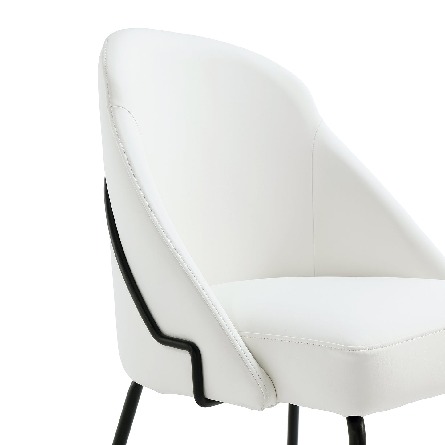 Gracie Modern Metal Vegan Leather Dining Chair in White and Black - Set of 2 2-DC100-BWH
