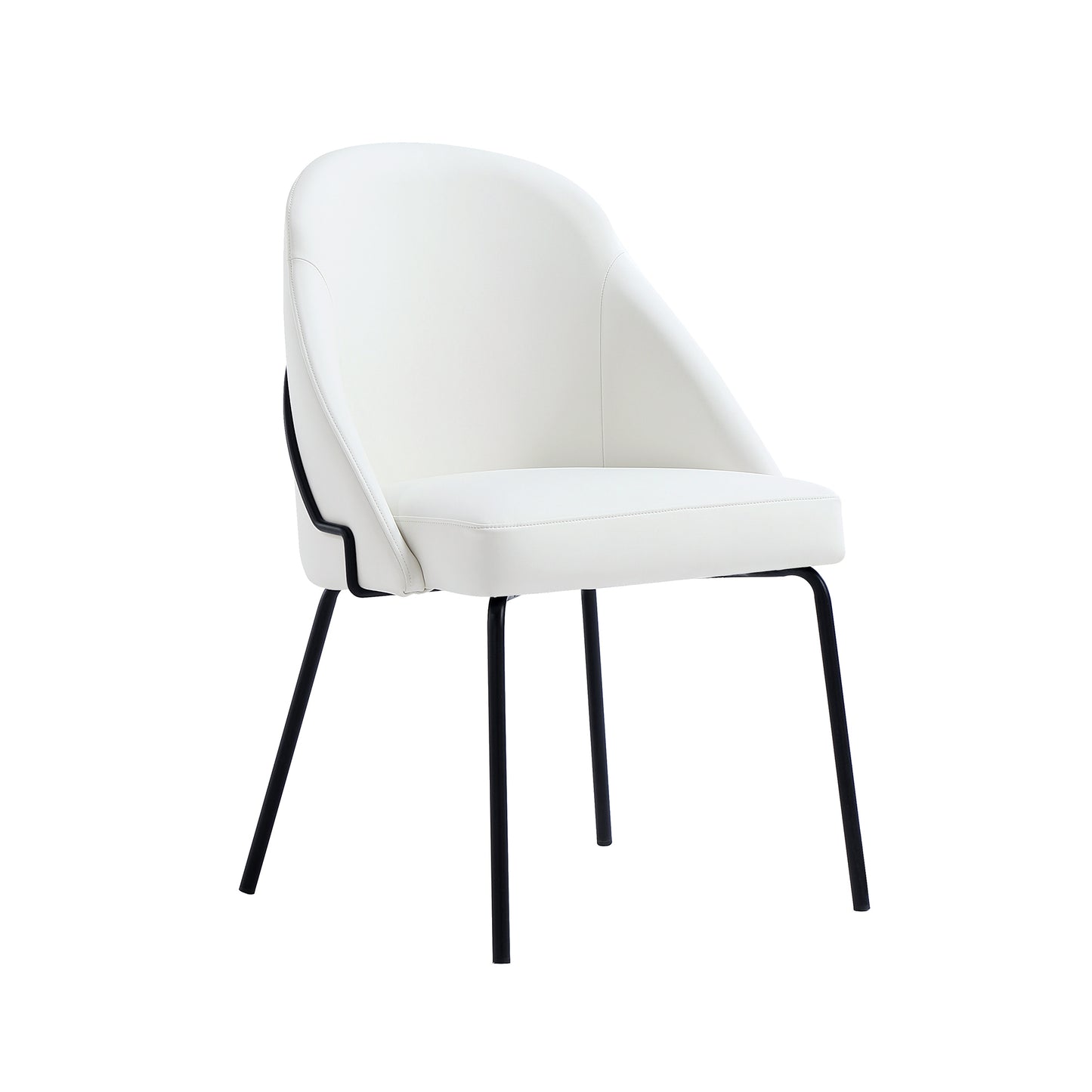 Gracie Modern Metal Vegan Leather Dining Chair in White and Black - Set of 2 2-DC100-BWH