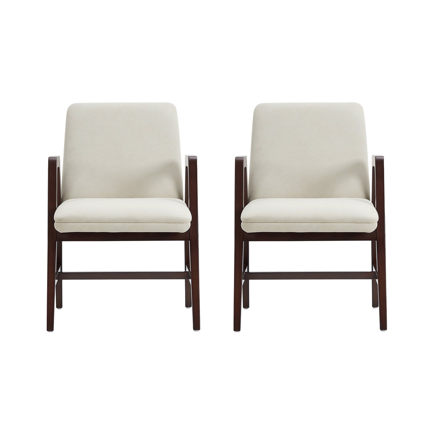Stella Modern Wood Velvet Armchair in Cream - Set of 2 2-DC101AR-CR