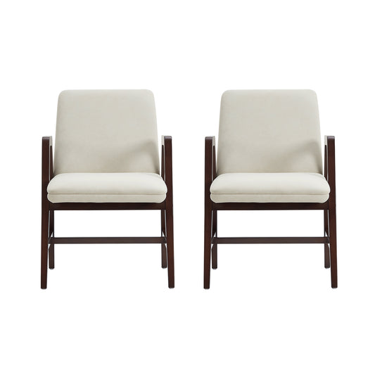 Stella Modern Wood Velvet Armchair in Cream - Set of 2 2-DC101AR-CR
