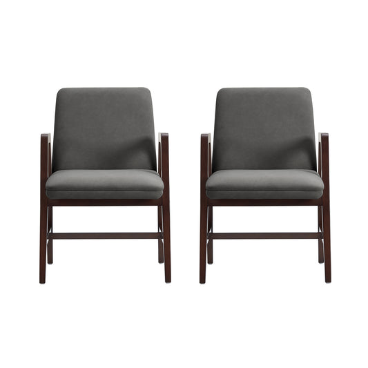 Stella Modern Wood Velvet Armchair in Graphite - Set of 2 2-DC101AR-GY