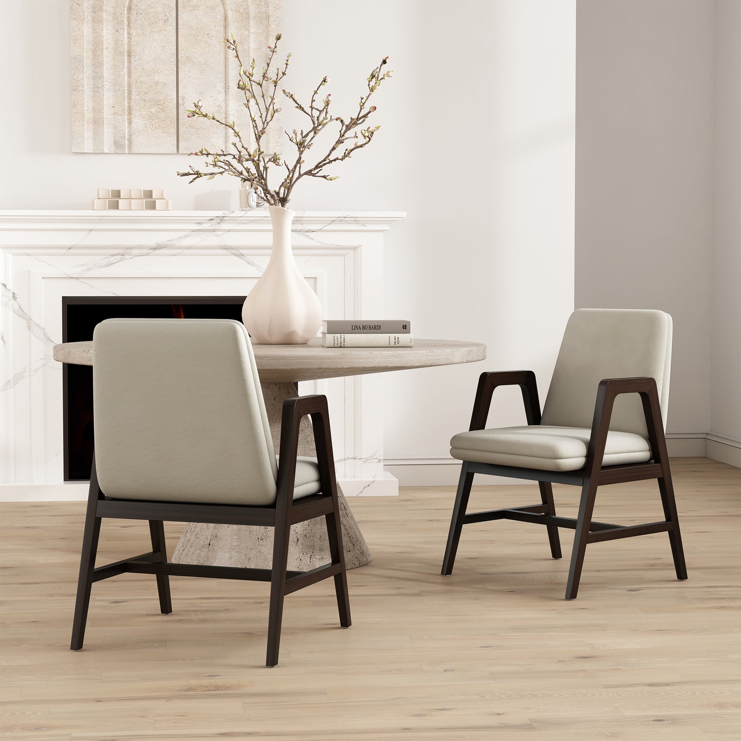 Stella Modern Wood Velvet Armchair in Champagne - Set of 2 2-DC101AR-OM