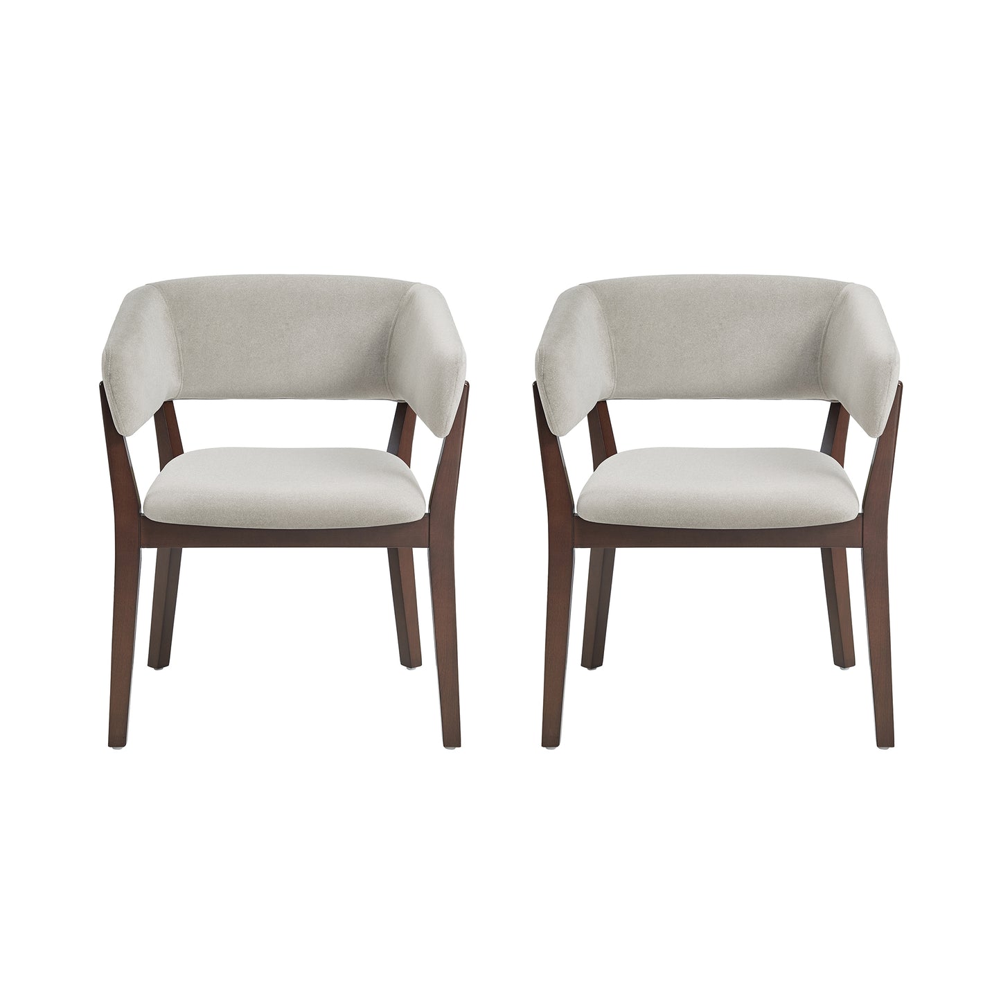 Blake Modern Wood Faux Mohair Armchair in Greige - Set of 2 2-DC102AR-GE