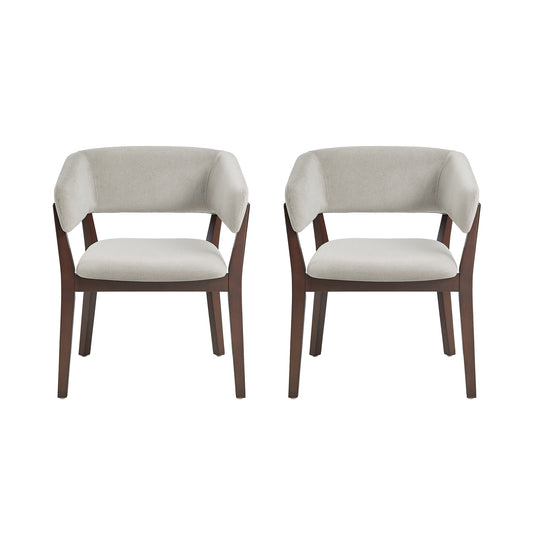Blake Modern Wood Faux Mohair Armchair in Greige - Set of 2 2-DC102AR-GE