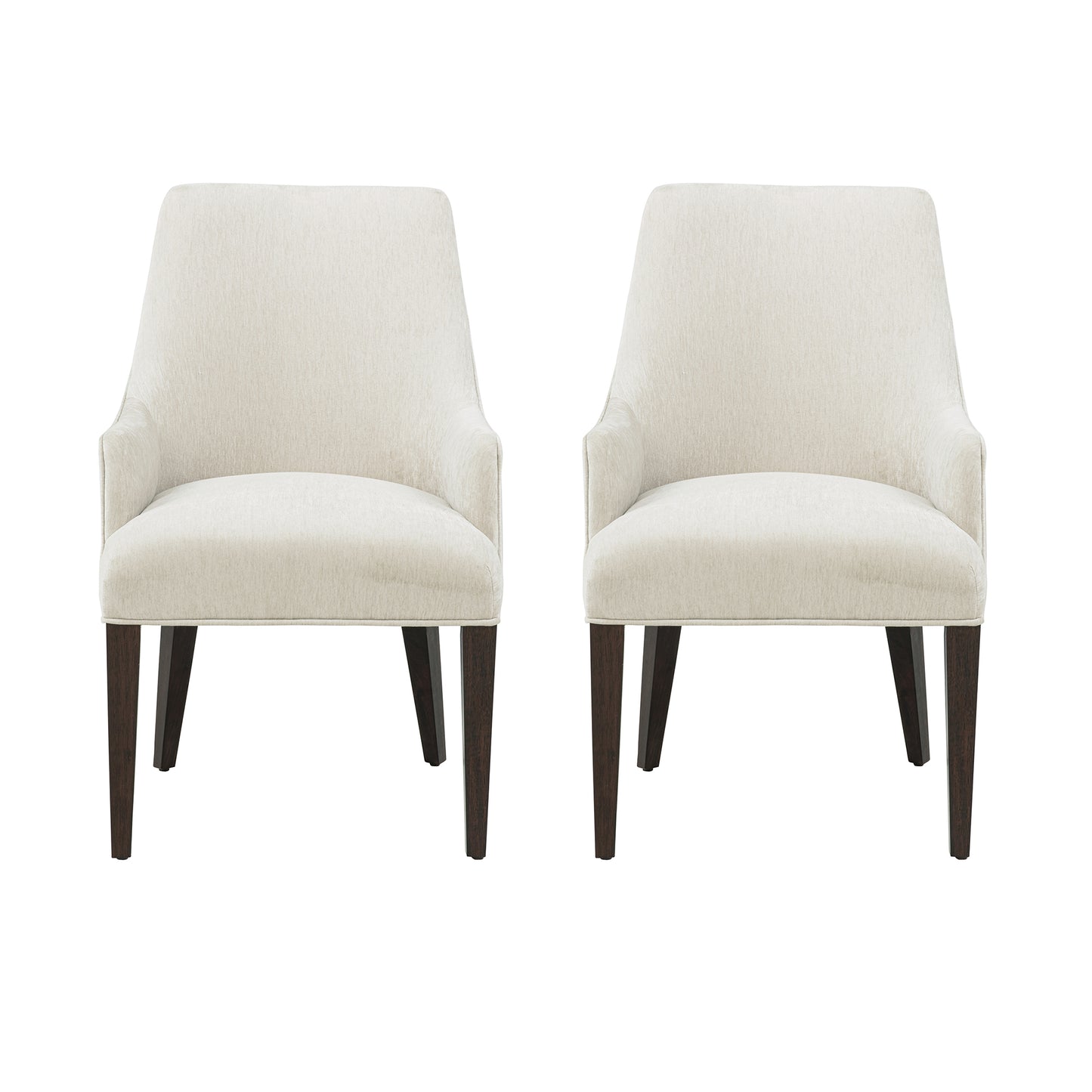 Beever Modern Wood Chenille Armchair in Cream - Set of 2 2-DC103AR-CR