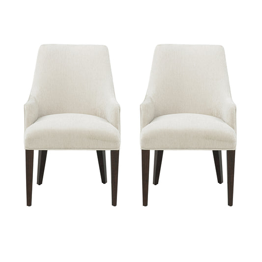 Beever Modern Wood Chenille Armchair in Cream - Set of 2 2-DC103AR-CR