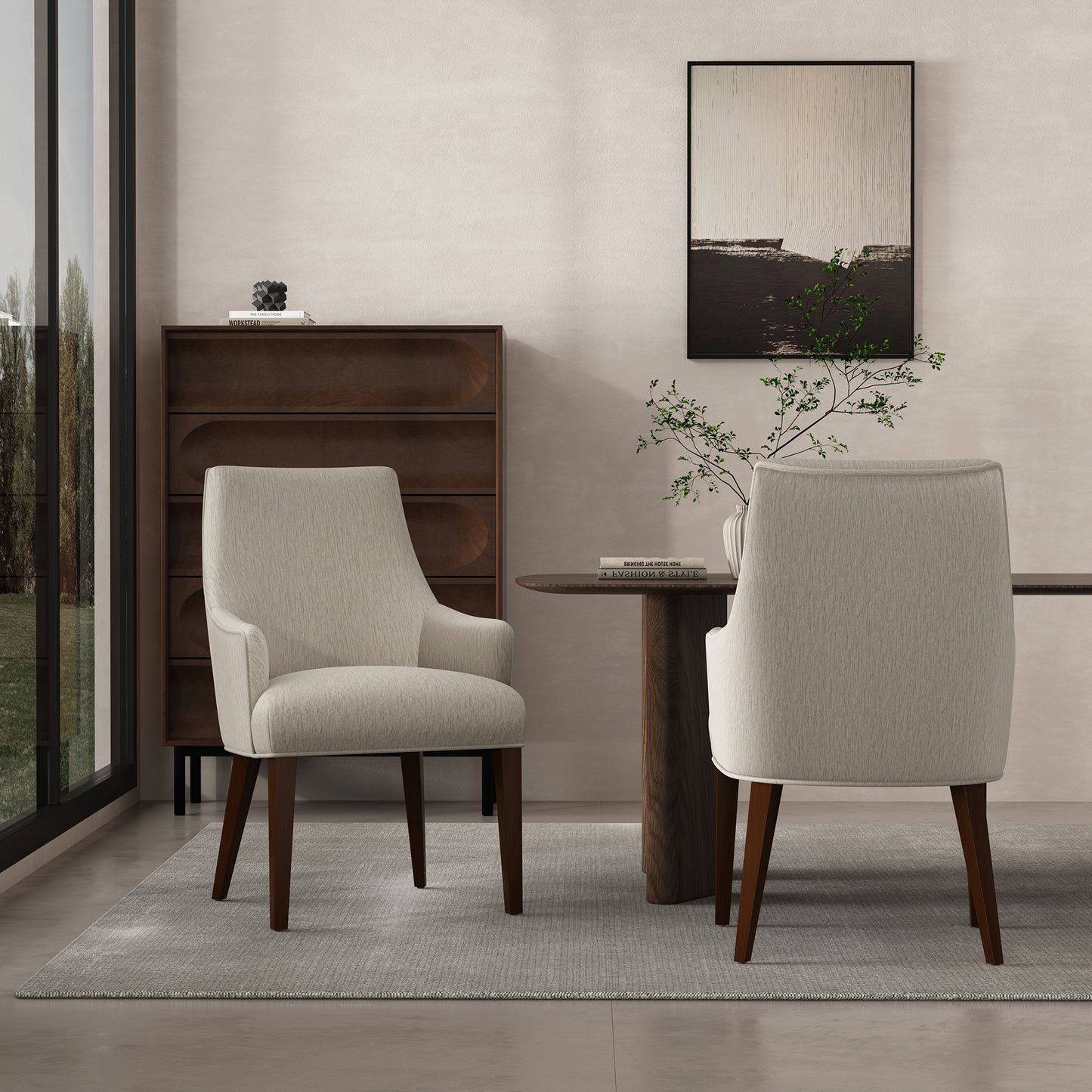 Beever Modern Wood Chenille Armchair in Taupe - Set of 2 2-DC103AR-TP