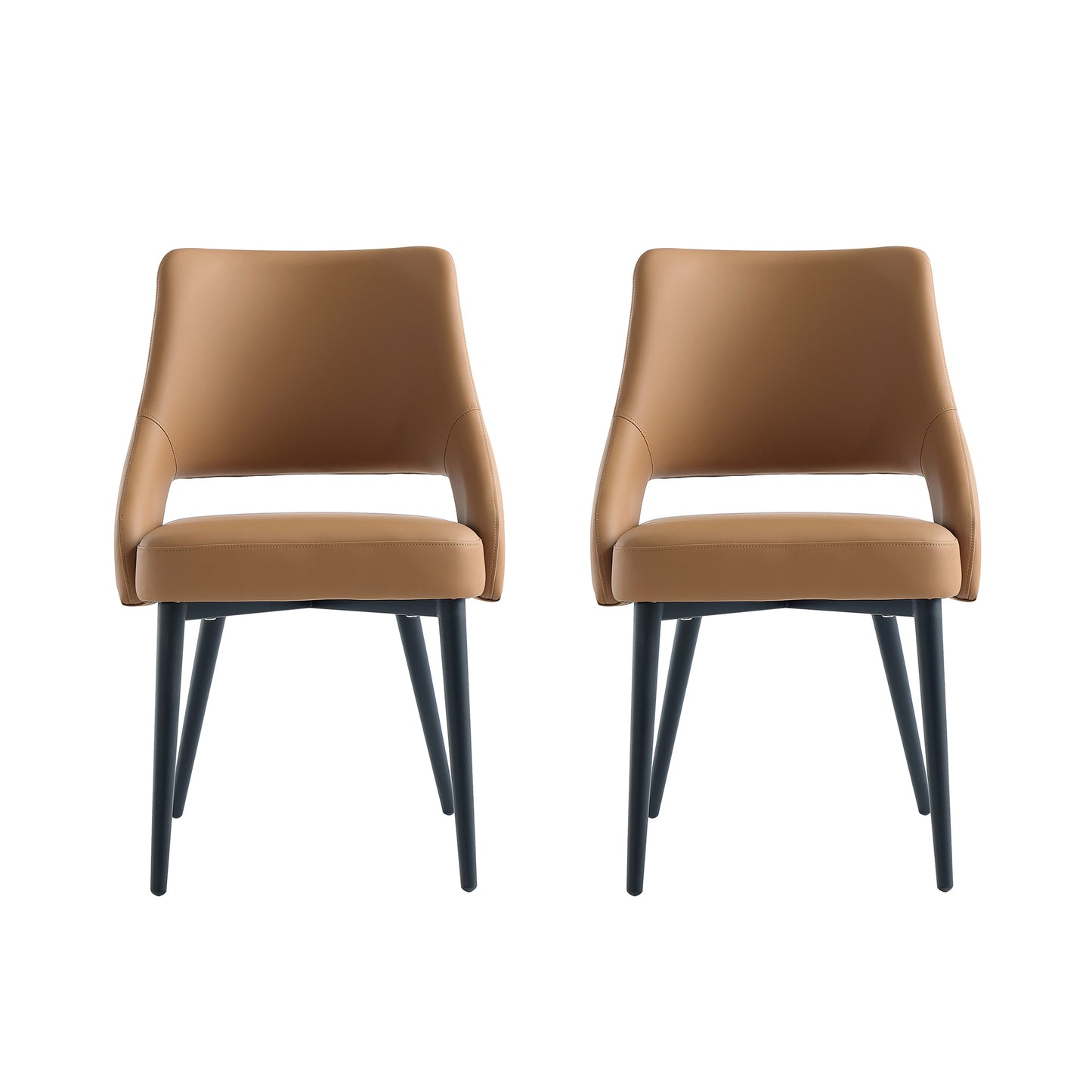 Tremont Modern Metal Vegan Leather Dining Chair in Saddle - Set of 2 2-DC104-SD