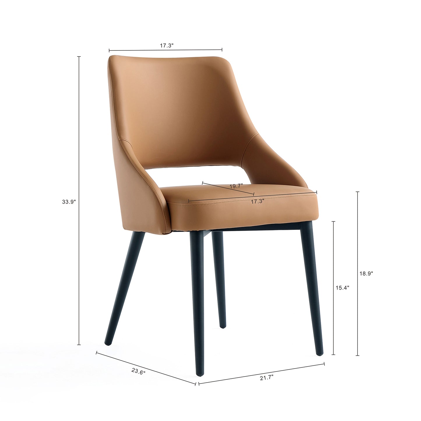 Tremont Modern Metal Vegan Leather Dining Chair in Saddle - Set of 2 2-DC104-SD