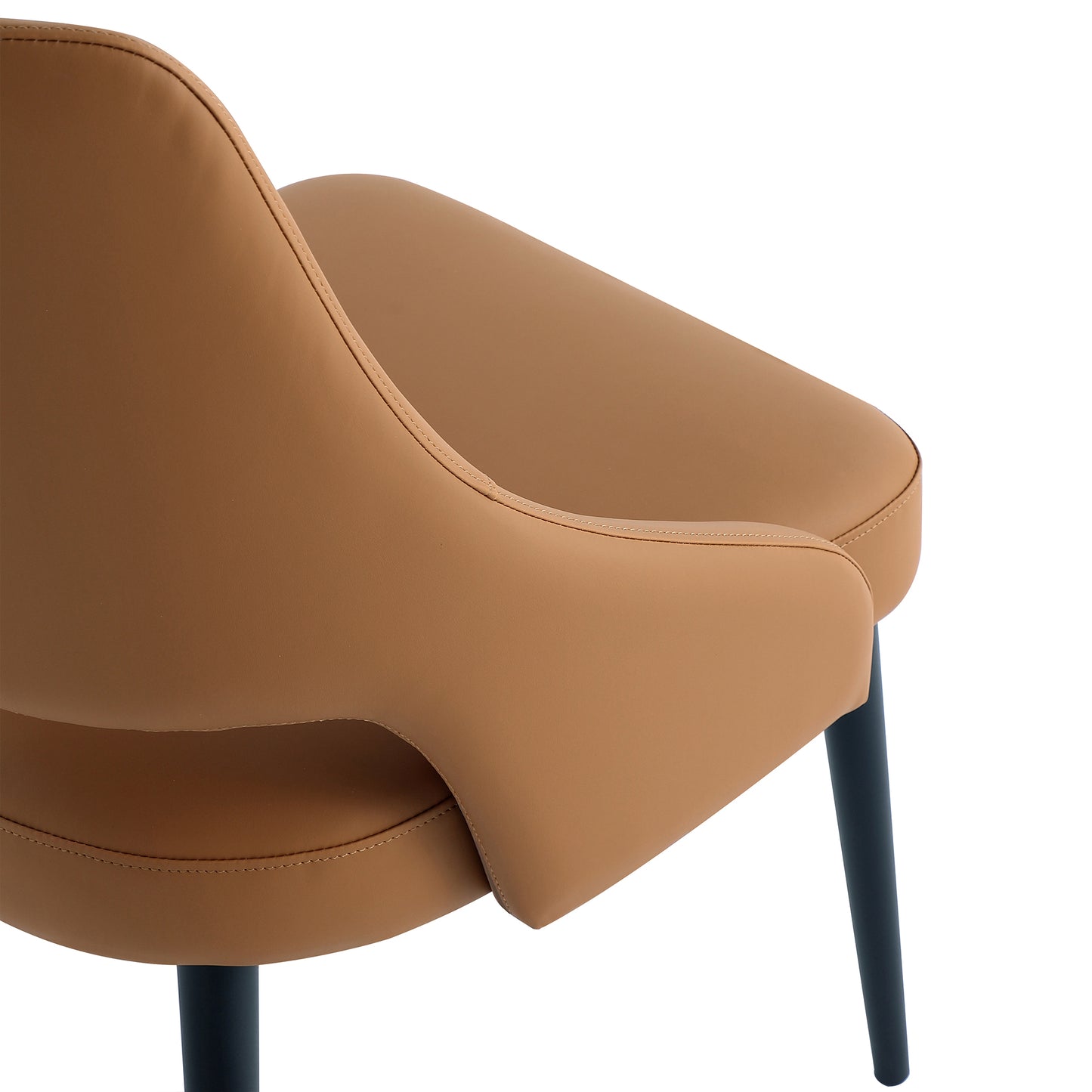 Tremont Modern Metal Vegan Leather Dining Chair in Saddle - Set of 2 2-DC104-SD