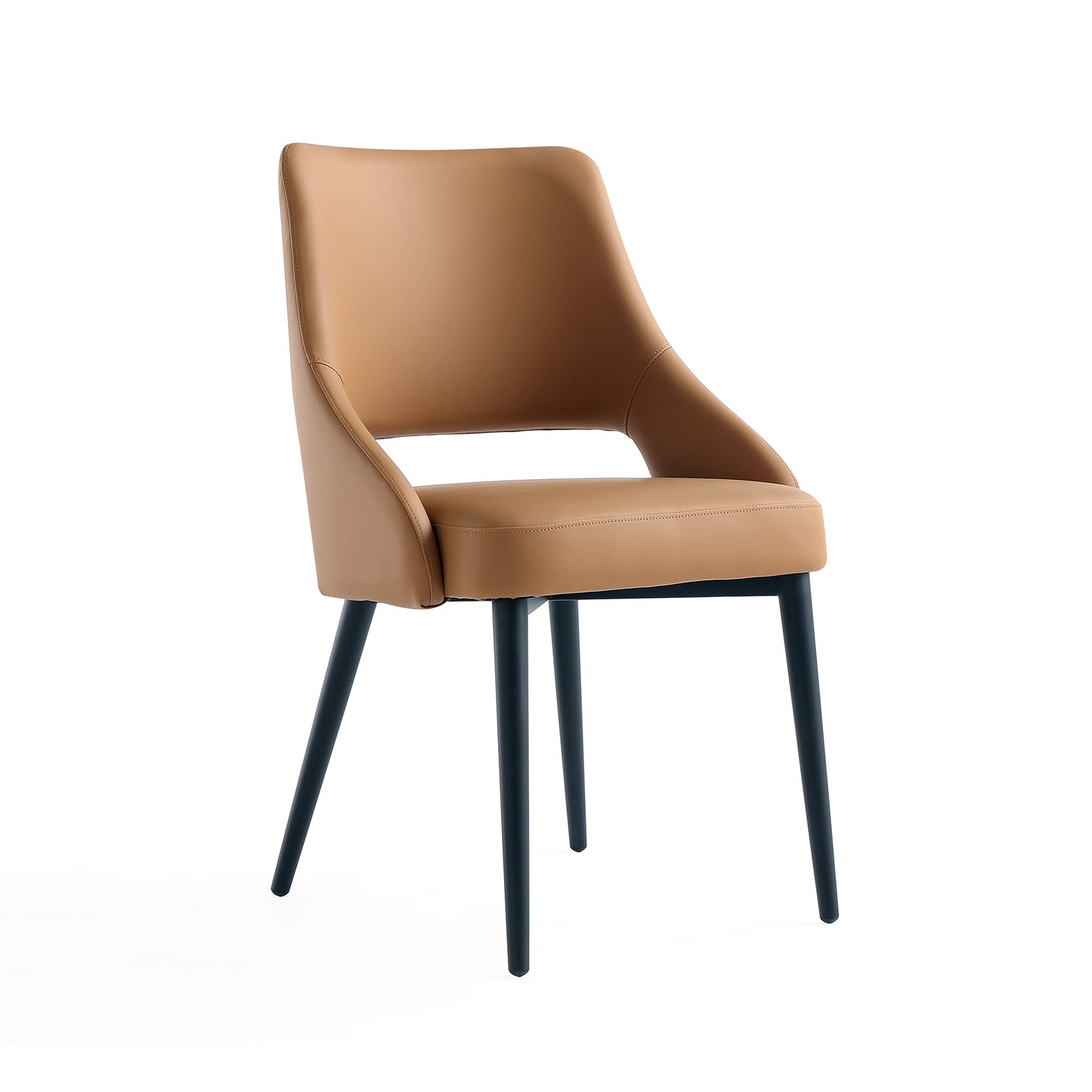 Tremont Modern Metal Vegan Leather Dining Chair in Saddle - Set of 2 2-DC104-SD
