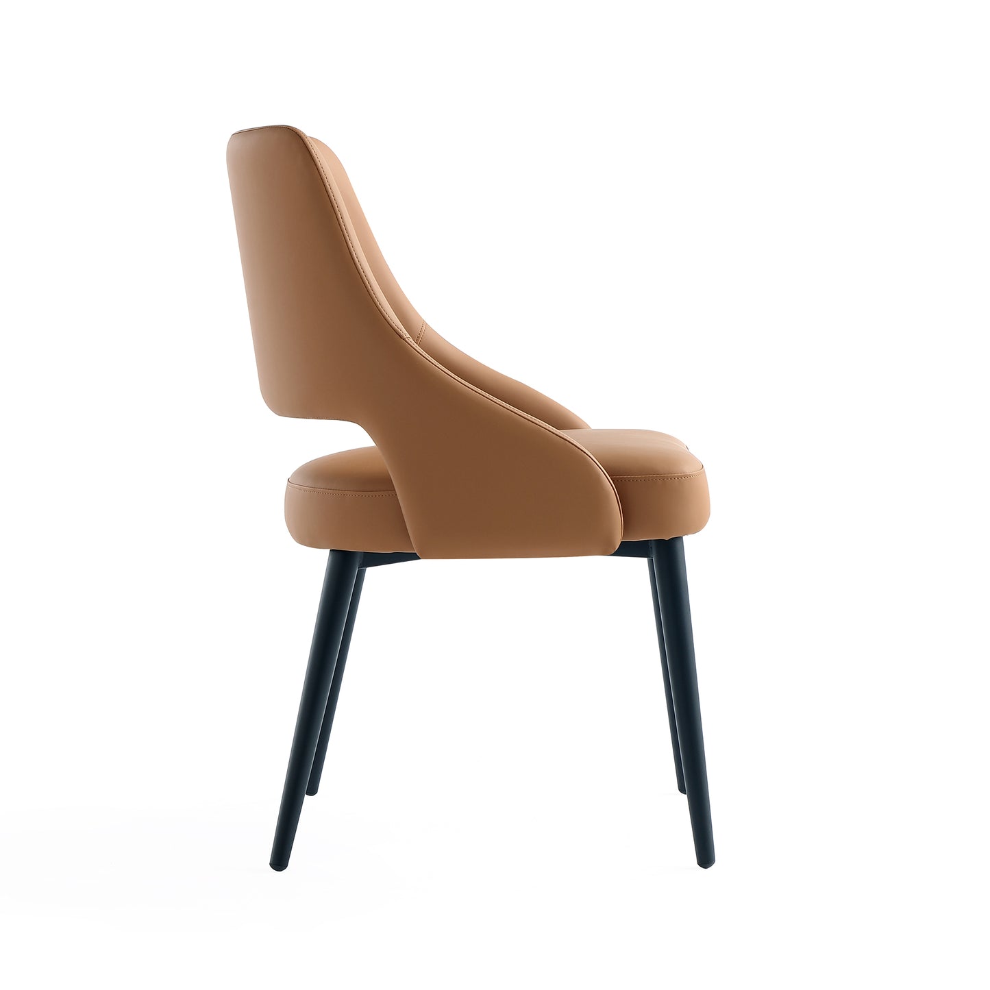 Tremont Modern Metal Vegan Leather Dining Chair in Saddle - Set of 2 2-DC104-SD