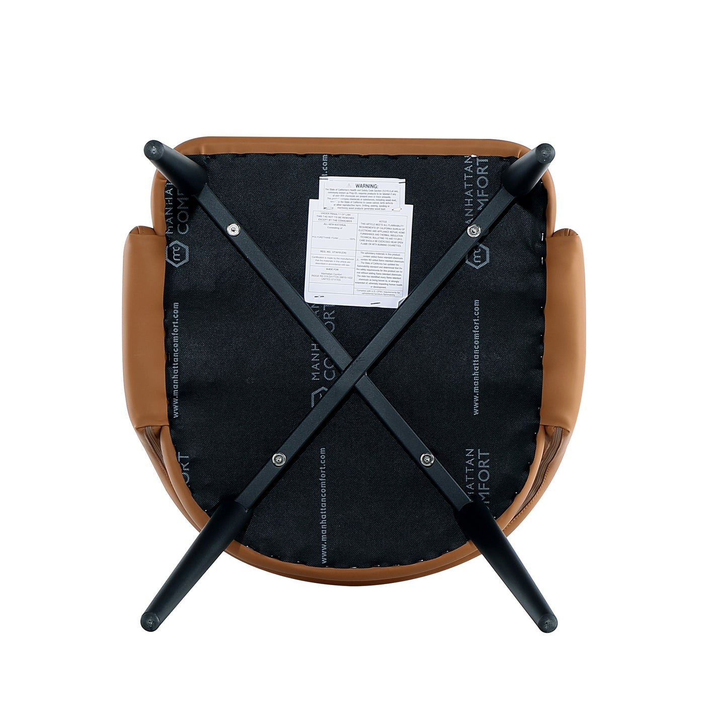 Tremont Modern Metal Vegan Leather Dining Chair in Saddle - Set of 2 2-DC104-SD