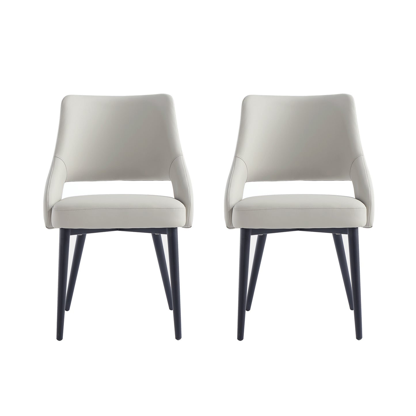 Tremont Modern Metal Vegan Leather Dining Chair in Stone Gray - Set of 2 2-DC104-ST
