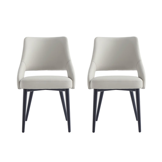 Tremont Modern Metal Vegan Leather Dining Chair in Stone Gray - Set of 2 2-DC104-ST