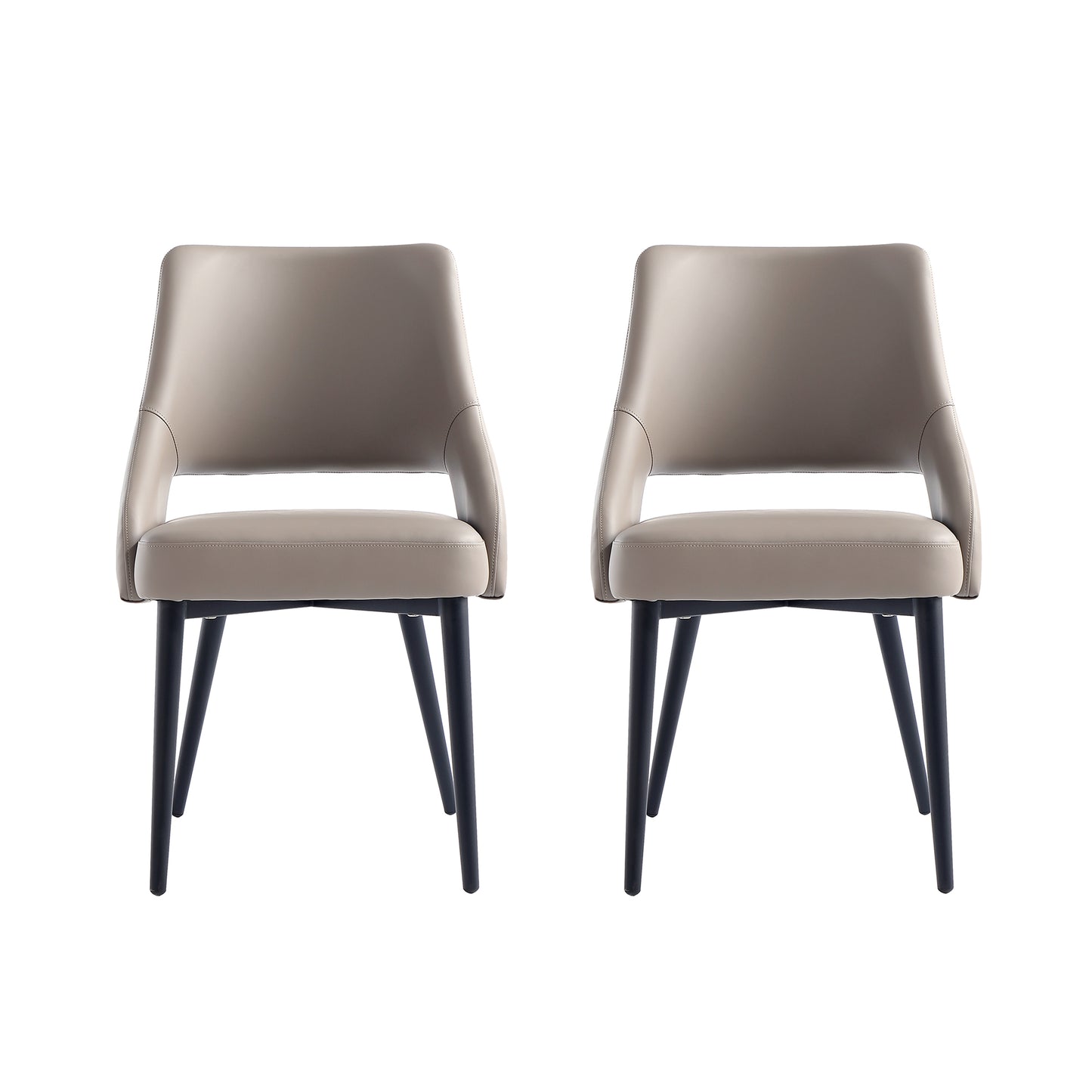 Tremont Modern Metal Vegan Leather Dining Chair in Taupe - Set of 2 2-DC104-TP