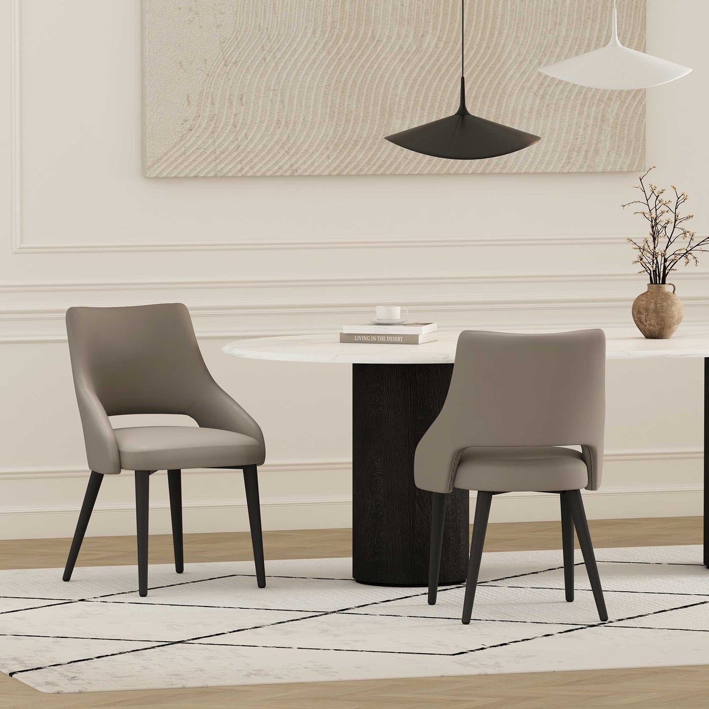 Tremont Modern Metal Vegan Leather Dining Chair in Taupe - Set of 2 2-DC104-TP