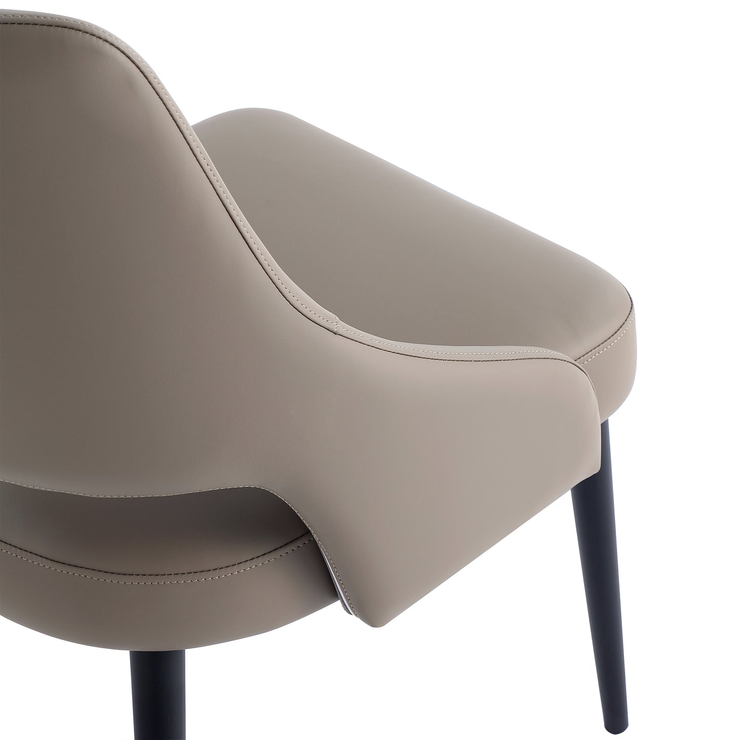 Tremont Modern Metal Vegan Leather Dining Chair in Taupe - Set of 2 2-DC104-TP