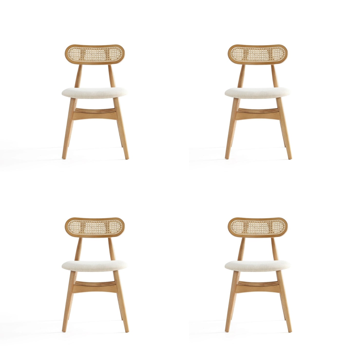 Colbert Industry Chic Cane Back Wood Upholstered Dining Chair in Natural - Set of 4 2-DCCA02-OM