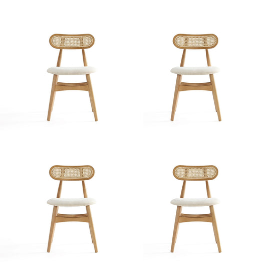 Colbert Industry Chic Cane Back Wood Upholstered Dining Chair in Natural - Set of 4 2-DCCA02-OM