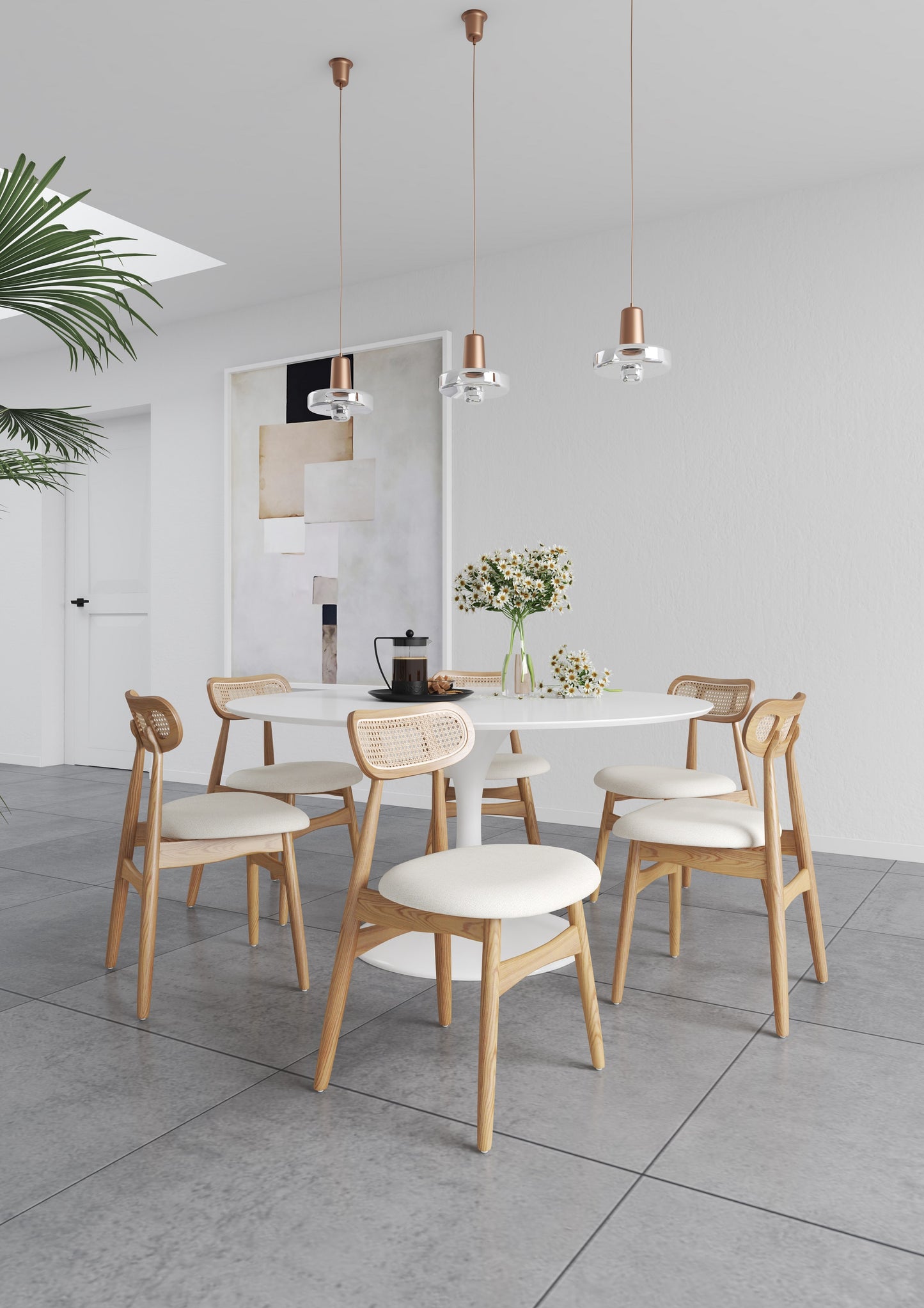 Colbert Industry Chic Cane Back Wood Upholstered Dining Chair in Natural - Set of 4 2-DCCA02-OM