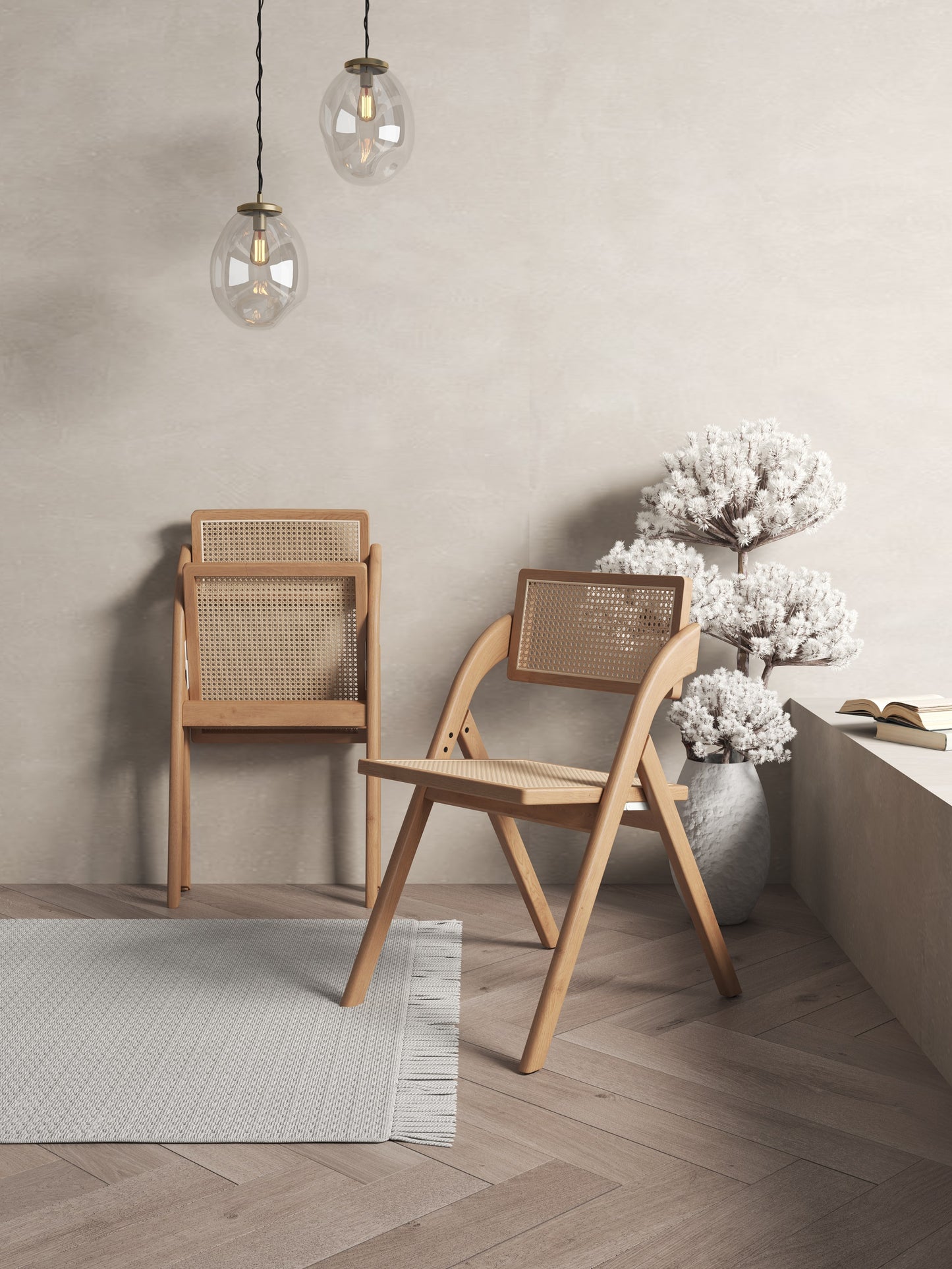 Lambinet Industry Chic Wood Folding Chair in Natural - Set of 4 2-DCCA07-NA