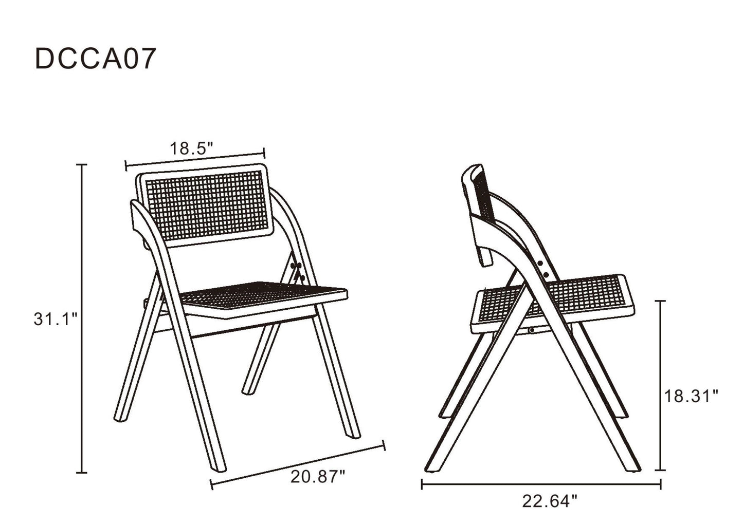 Lambinet Industry Chic Wood Folding Chair in Natural - Set of 4 2-DCCA07-NA