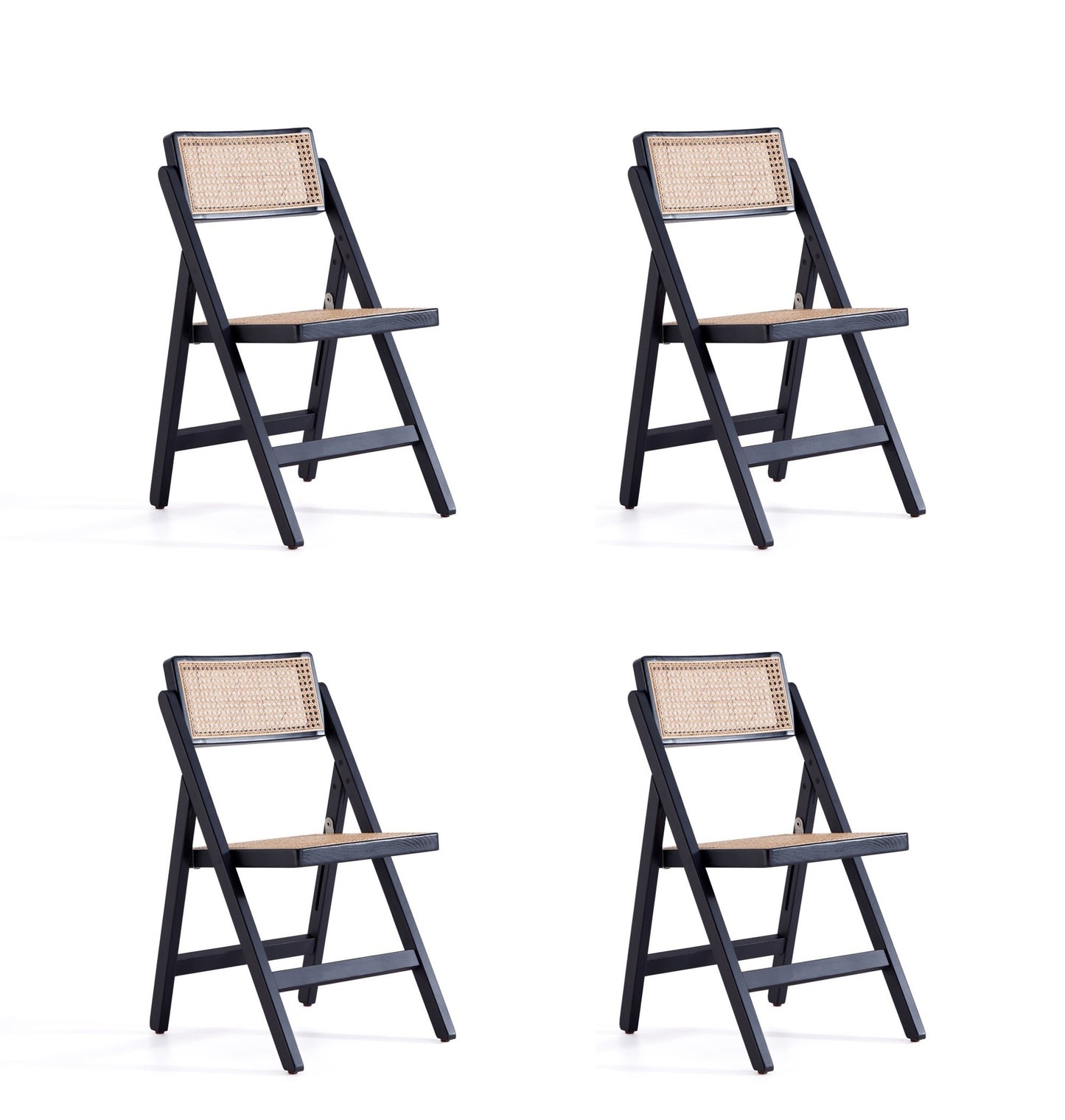 Pullman Industry Chic Wood Folding Chair in Black and Natural - Set of 4 2-DCCA08-BK